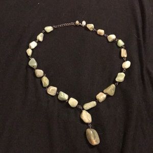 Express Green Stone Necklace w/ 2 stone drop NWOT